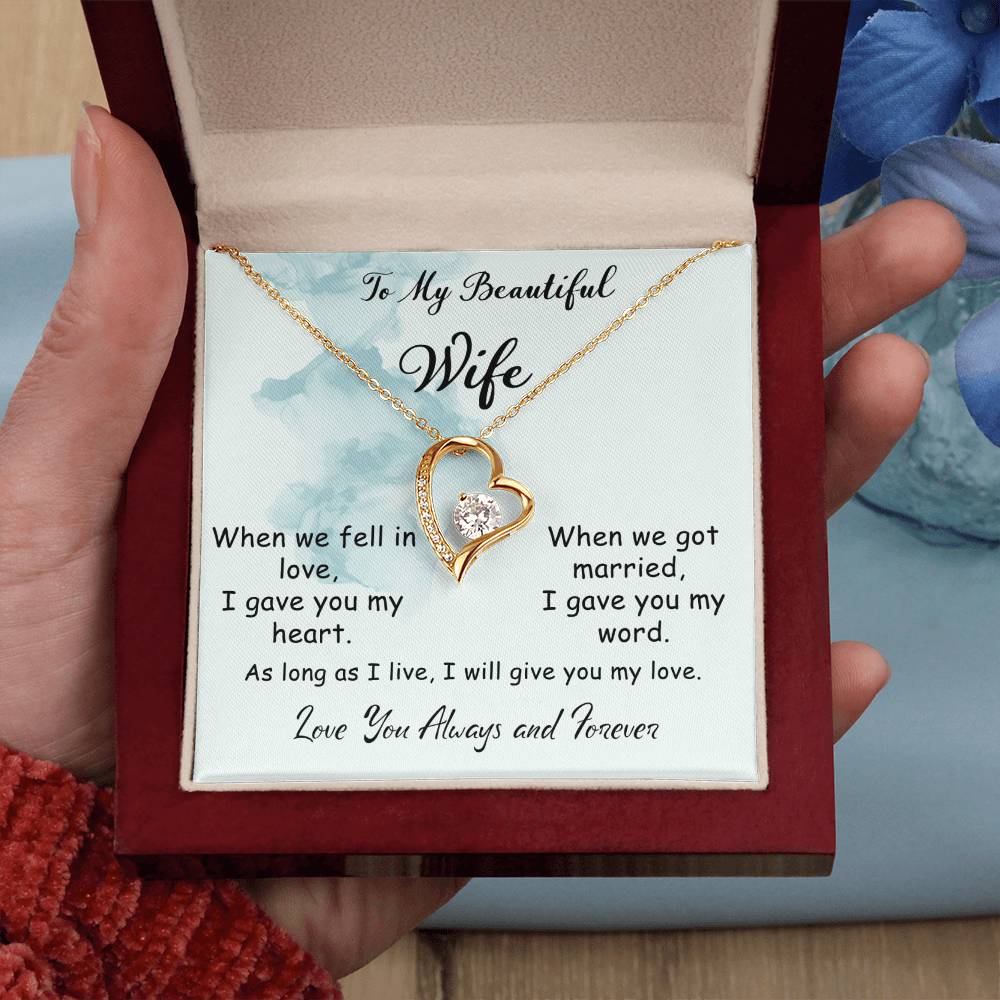 To My Beautiful Wife Love Knot Necklace