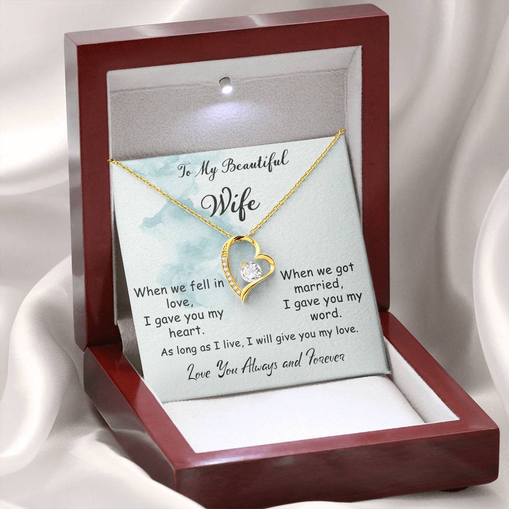 To My Beautiful Wife Love Knot Necklace