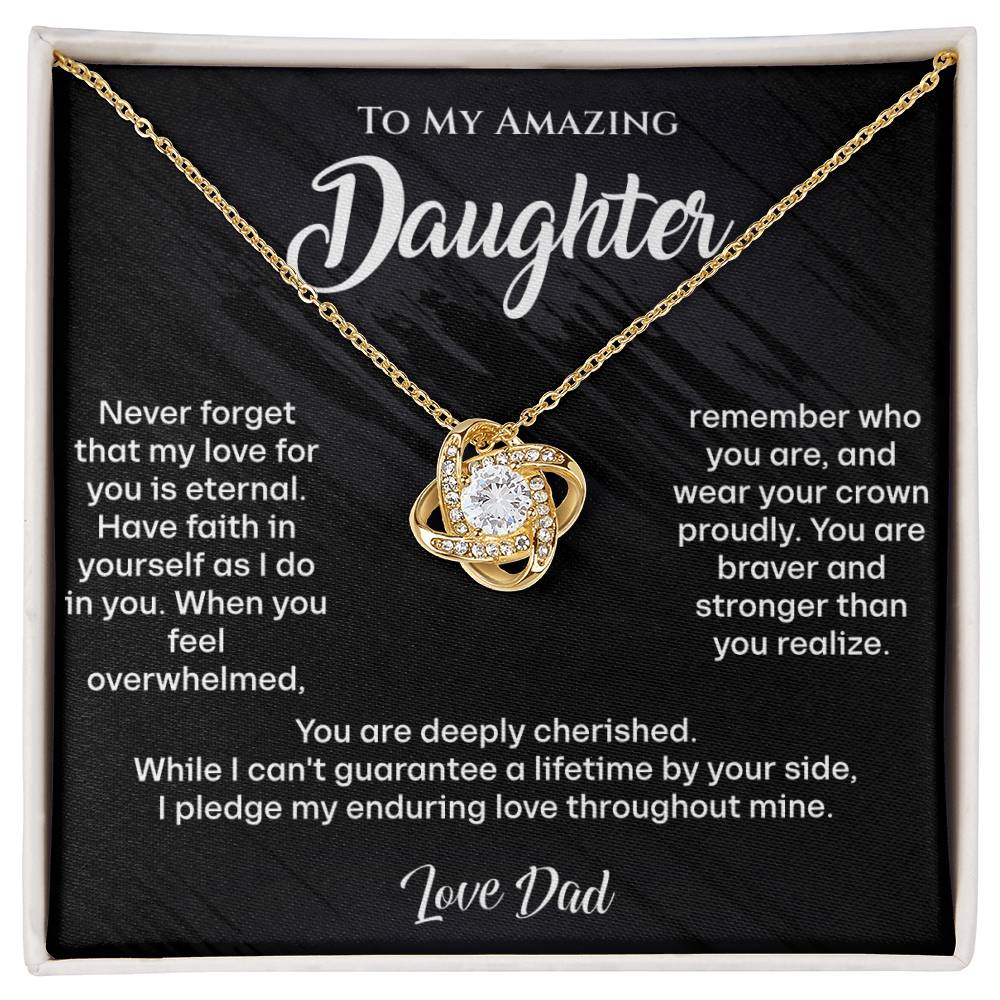 To My Amazing Daughter Love Knot Necklace