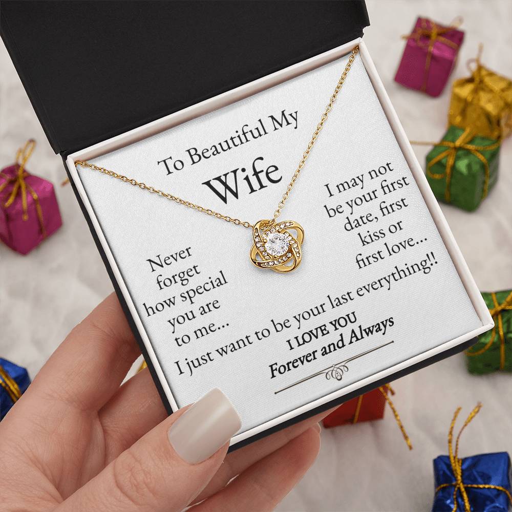 To My Beautiful Wife Love Knot Necklace