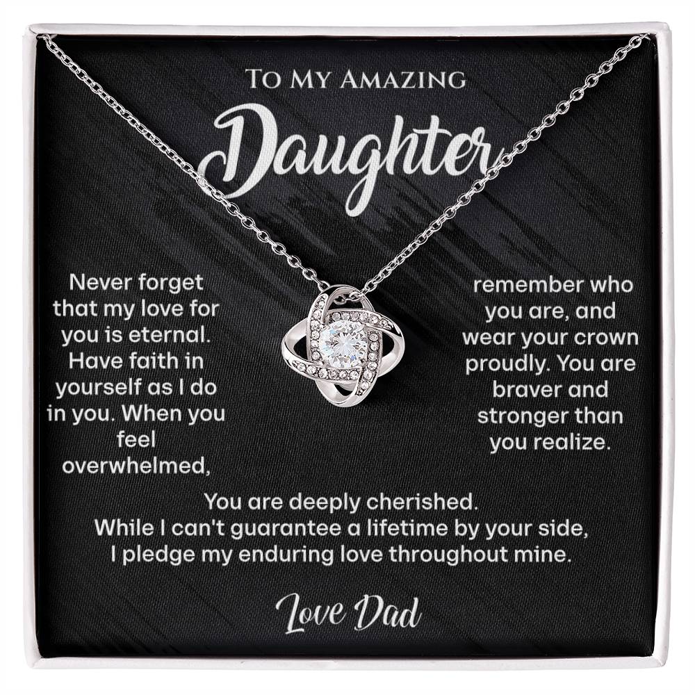 To My Amazing Daughter Love Knot Necklace