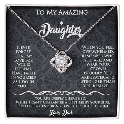 To My Amazing Daughter Love Knot Necklace