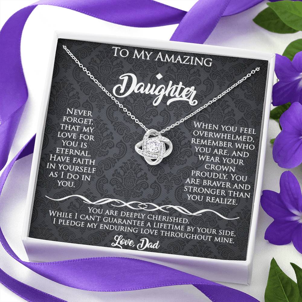 To My Amazing Daughter Love Knot Necklace