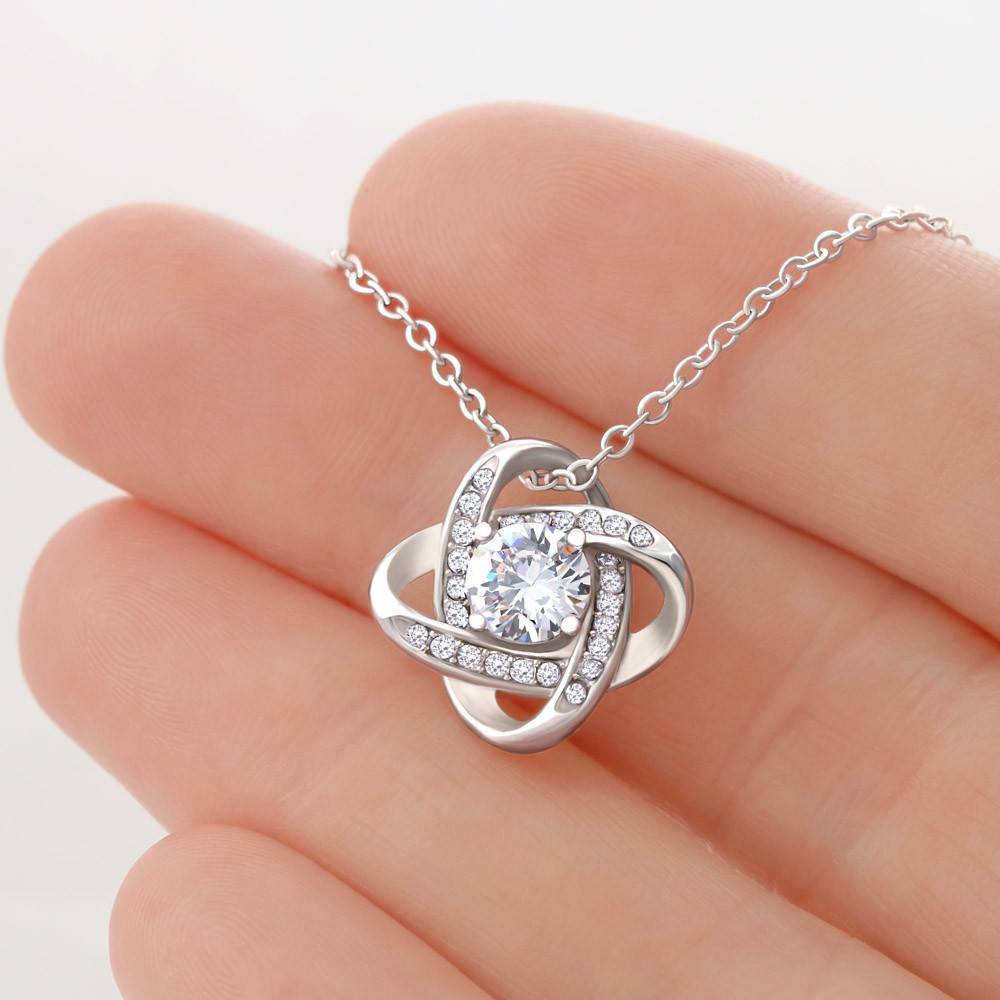 To My Daughter Love Knot White Gold Necklace