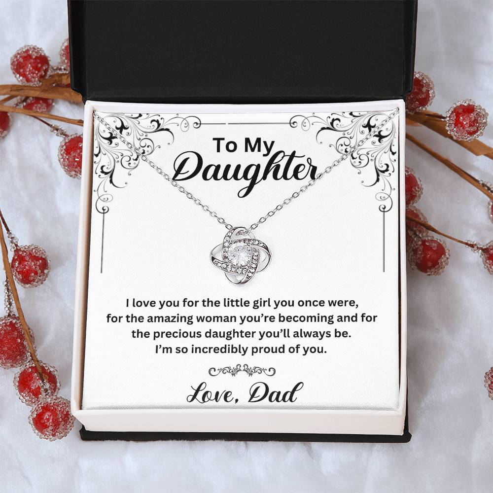 To My Daughter I Love You Love Knot Necklace