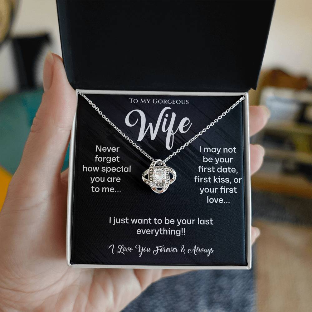 To My Gorgeous Wife Love Knot Necklace