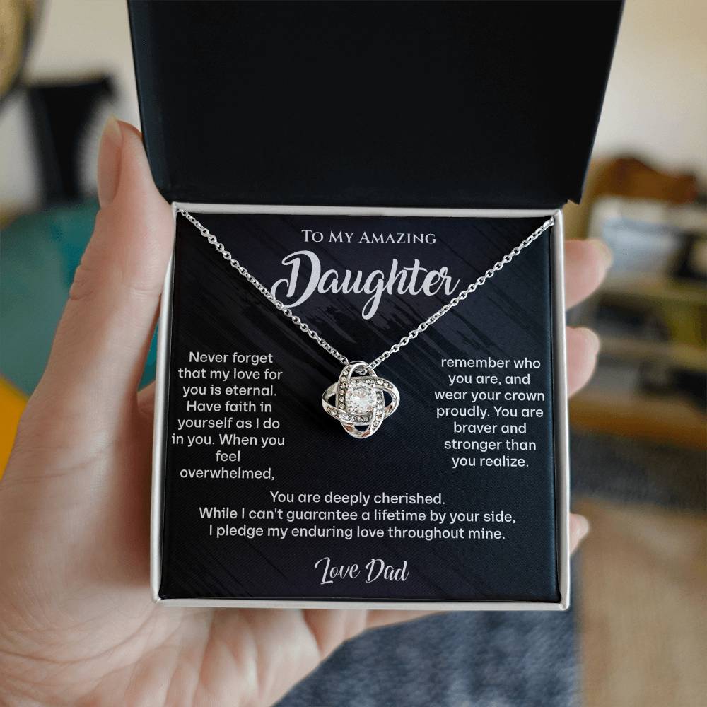 To My Amazing Daughter Love Knot Necklace