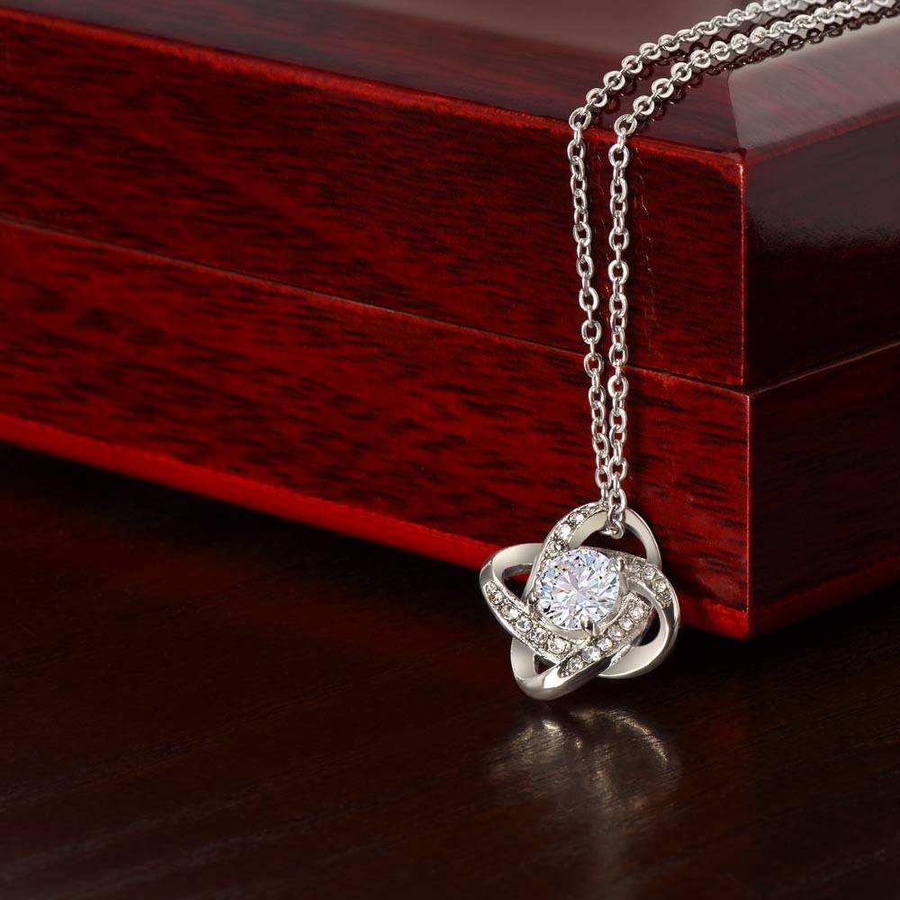 To My Daughter Love Knot White Gold Necklace